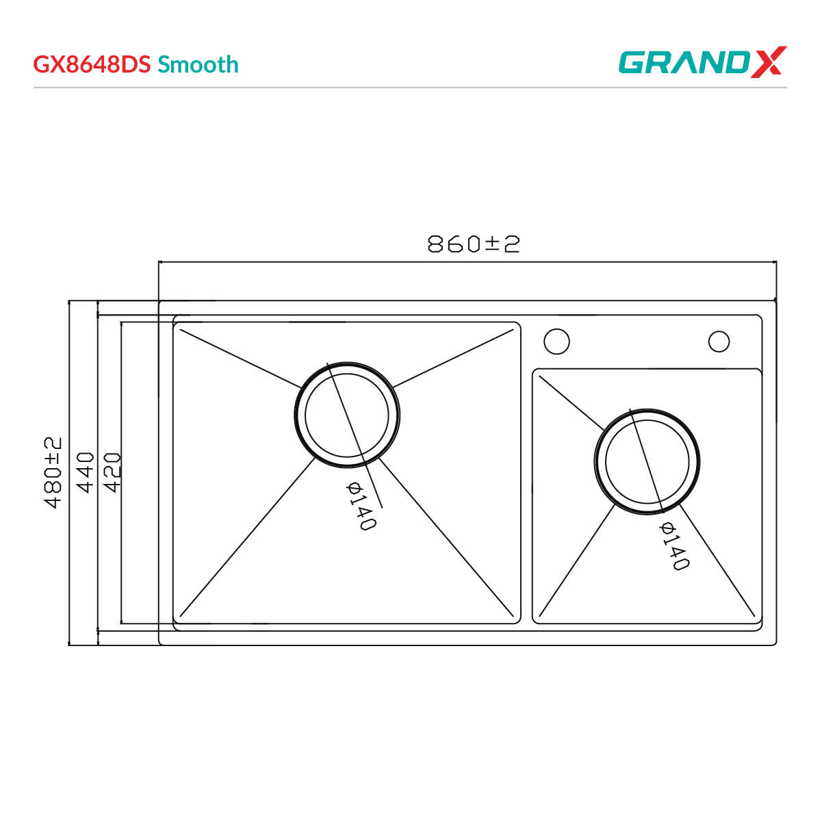 Chậu rửa bát GX8648DS Smooth GrandX - ảnh 8