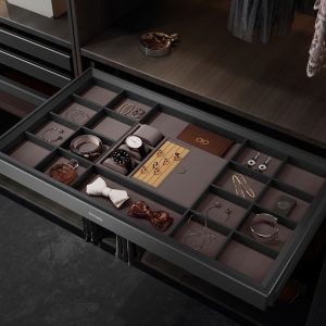 Ngăn kéo đồ trang sức bọc da cao cấp – High class grey XM.80C GrandX